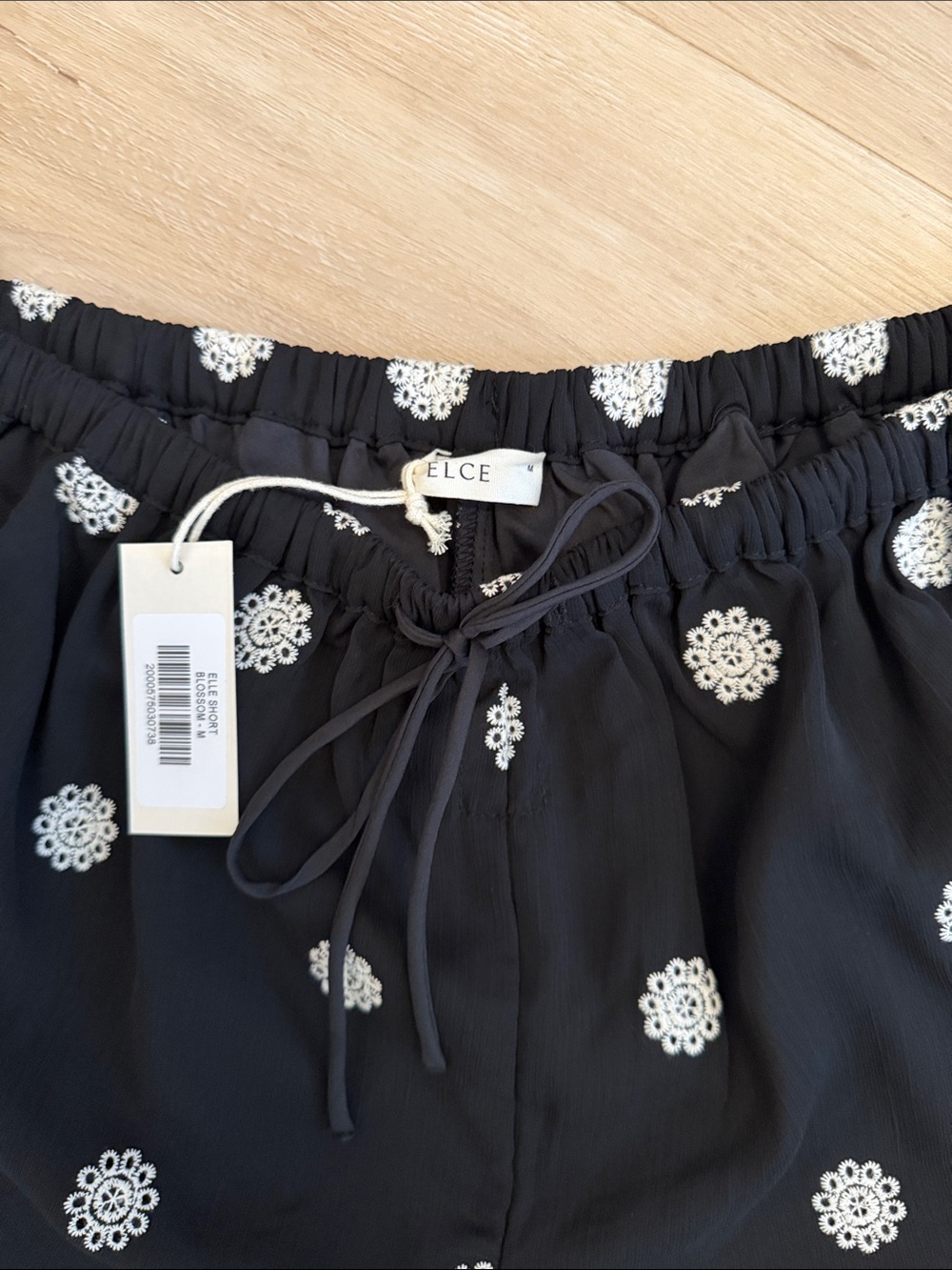 Women’s Black Floral Embroidered Lounge Shorts - Picture 7 of 7
